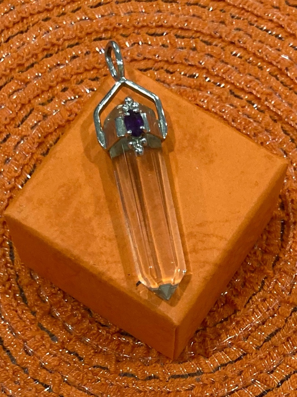 Sterling Silver Clear Quartz & Amethyst Accent Pendant